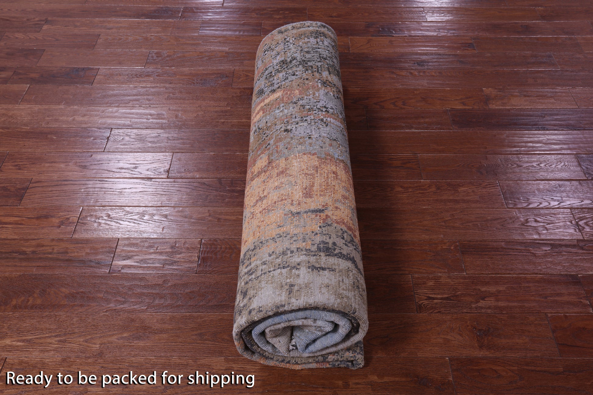 Abstract Contemporary Hand Knotted Wool & Silk Rug - 8' 0" X 10' 3" - Golden Nile