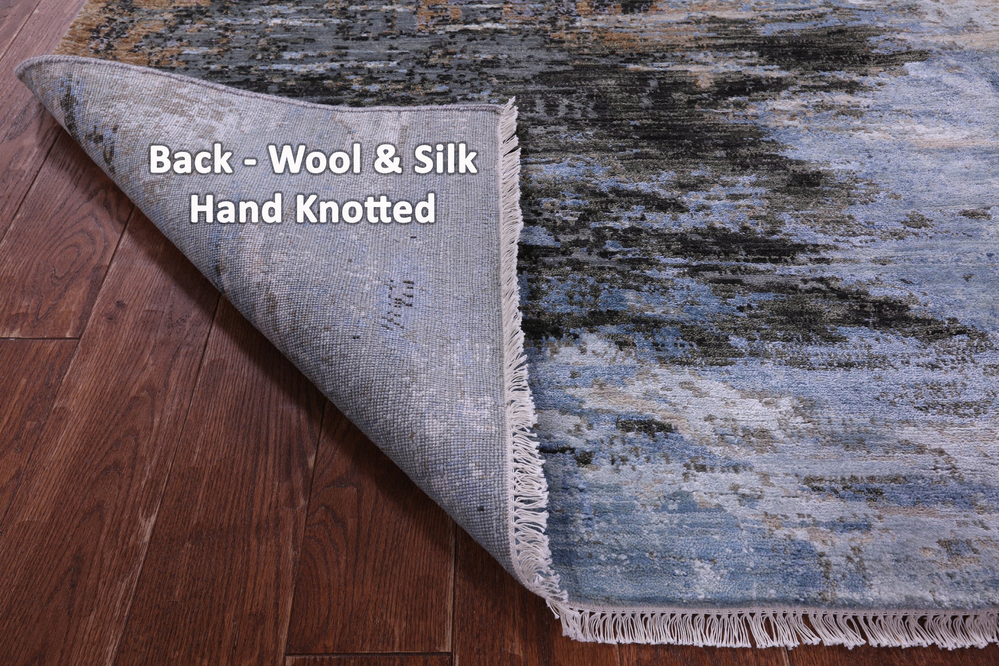 Abstract Contemporary Hand Knotted Wool & Silk Rug - 8' 0" X 10' 3" - Golden Nile