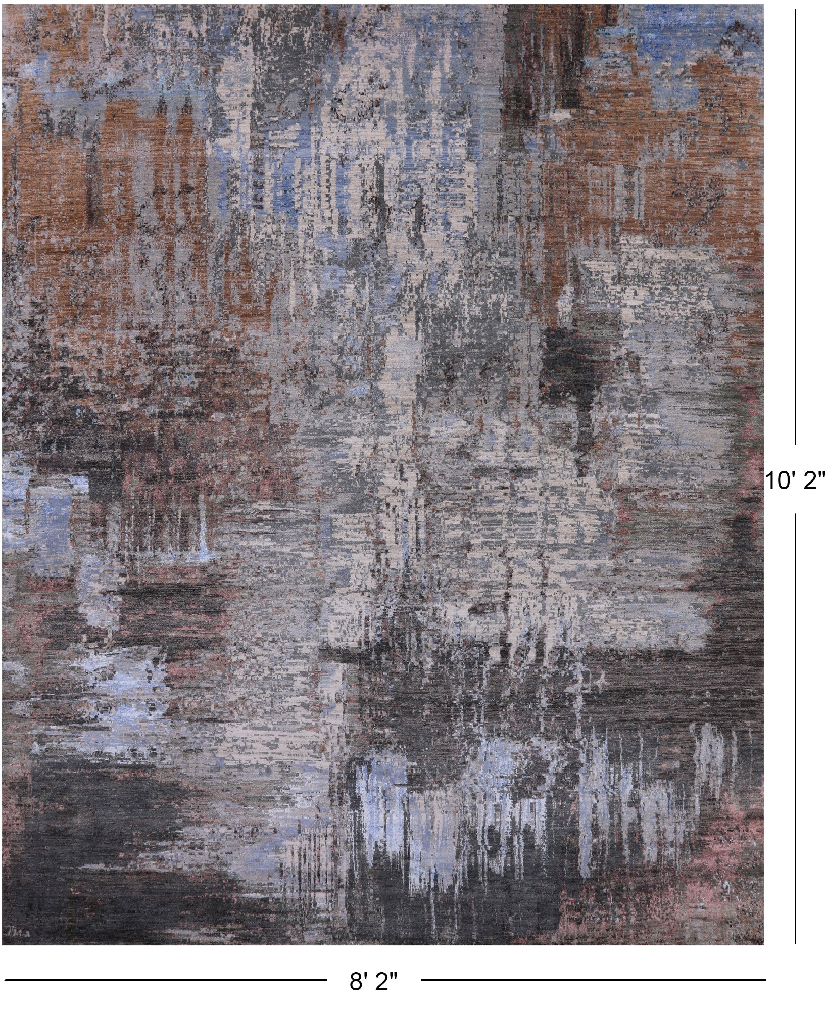 Abstract Modern Handmade Wool & Silk Rug - 8' 2" X 10' 2" - Golden Nile