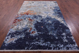 Abstract Modern Hand Knotted Wool & Silk Rug - 6' 1" X 9' 3" - Golden Nile