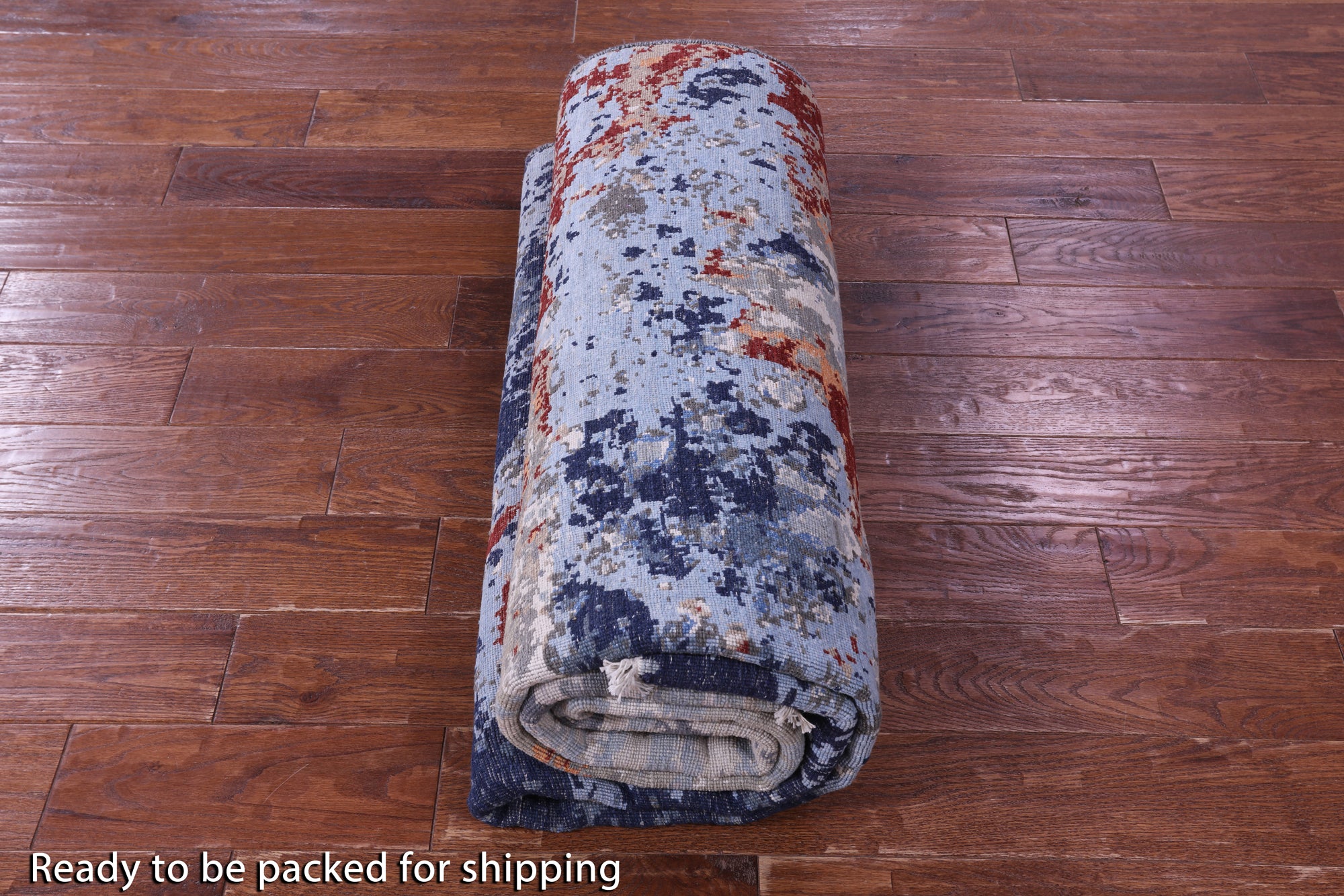 Abstract Modern Hand Knotted Wool & Silk Rug - 6' 1" X 9' 3" - Golden Nile