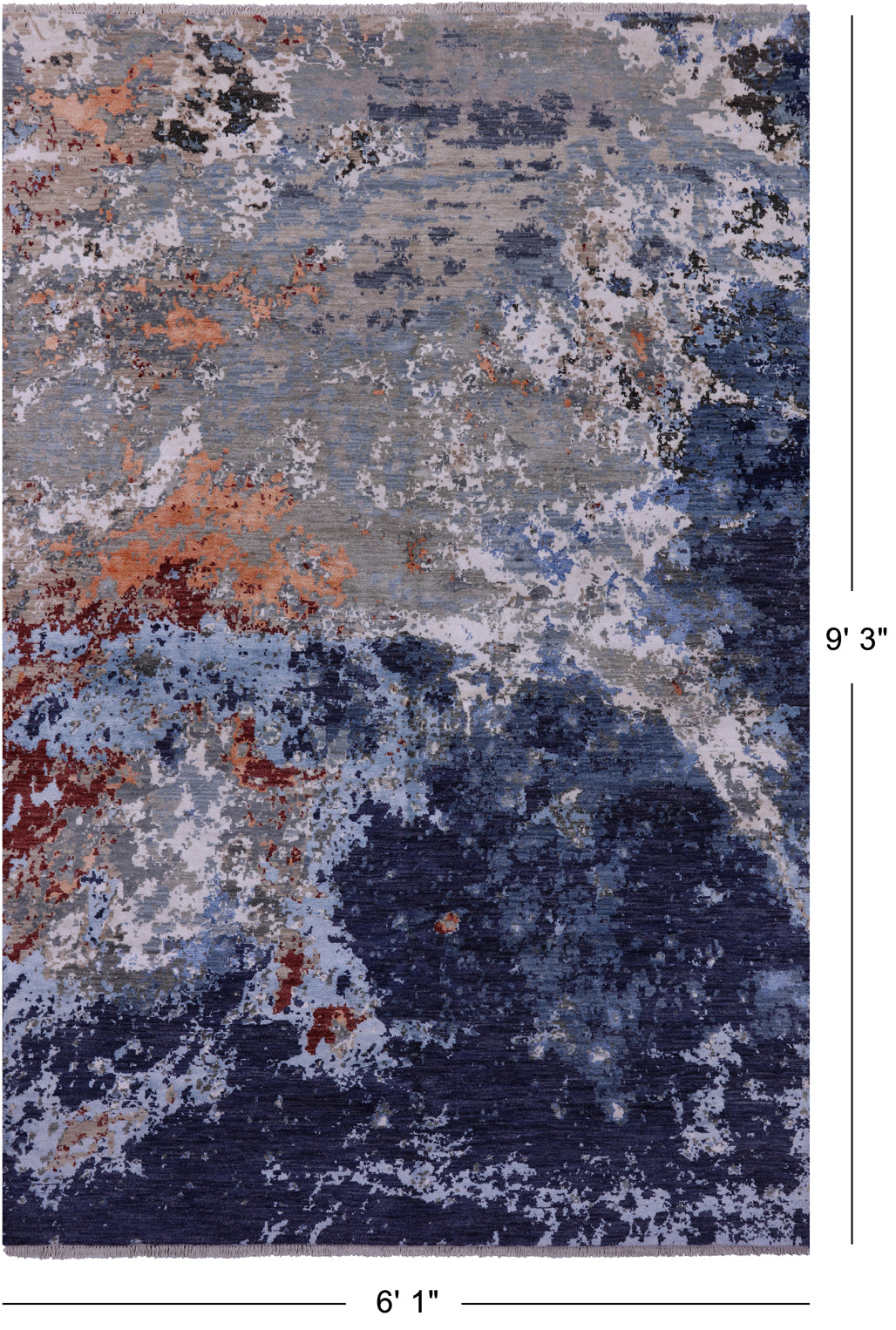 Abstract Modern Hand Knotted Wool & Silk Rug - 6' 1" X 9' 3" - Golden Nile
