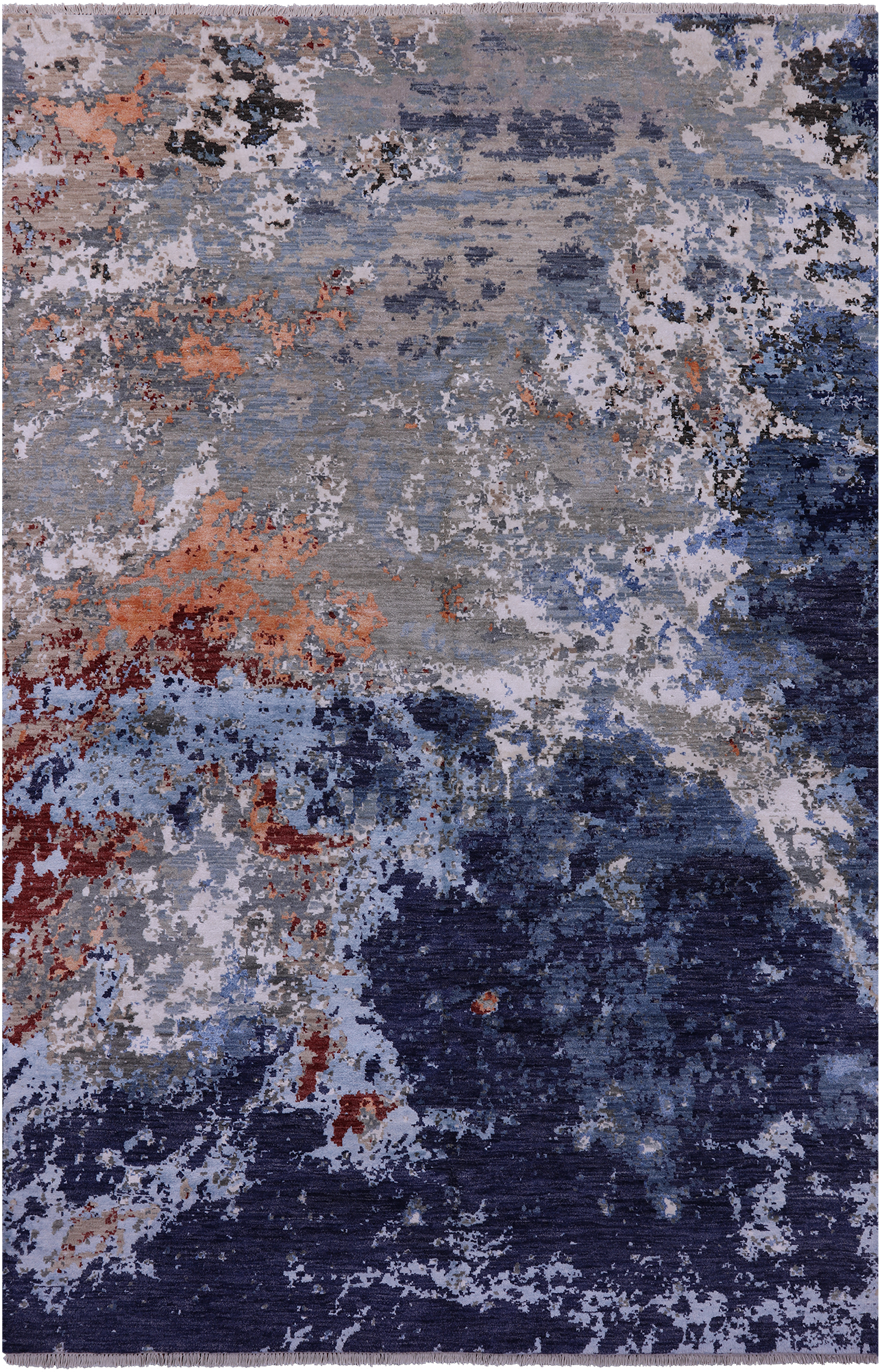 Abstract Modern Hand Knotted Wool & Silk Rug - 6' 1" X 9' 3" - Golden Nile