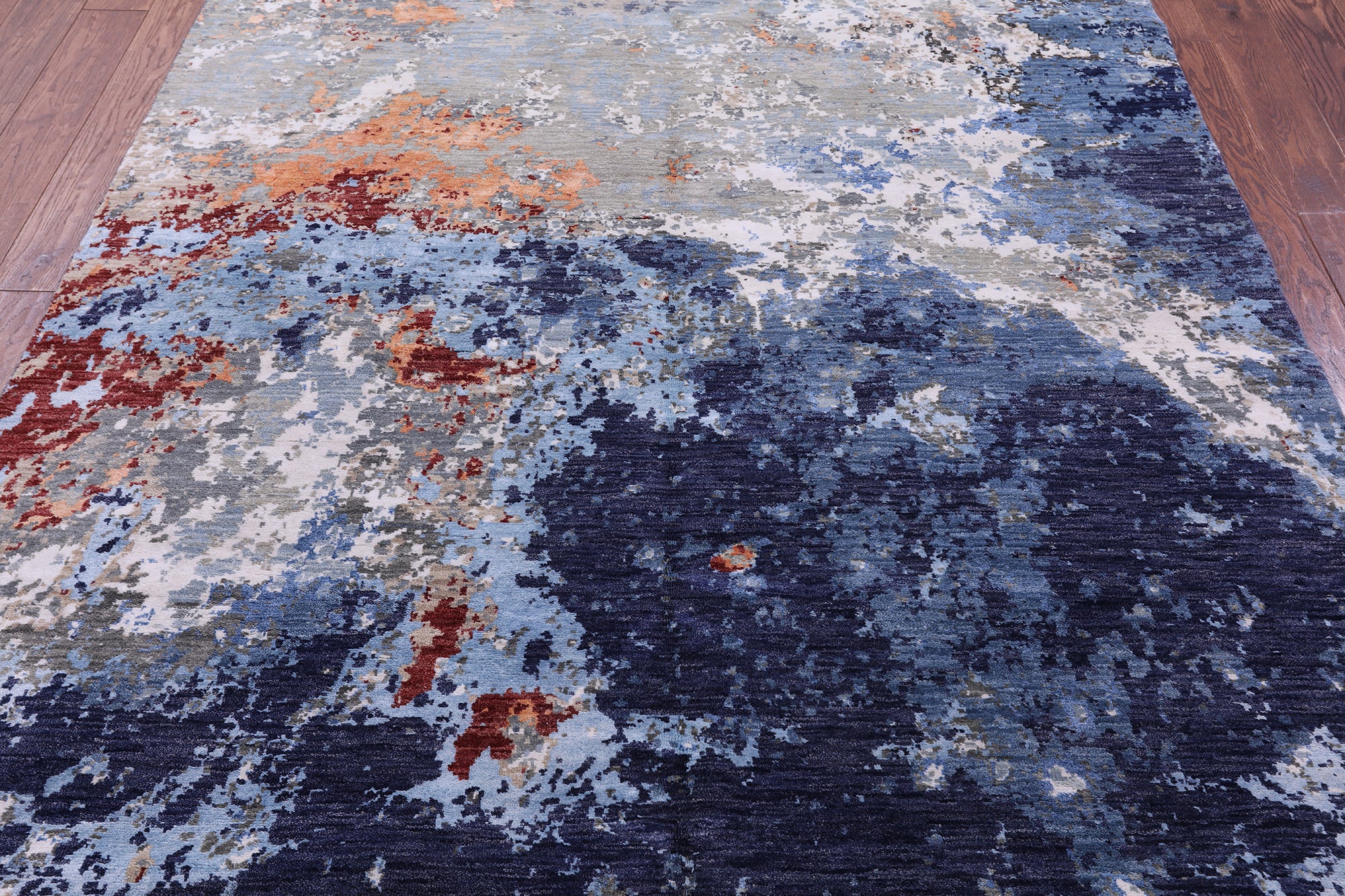 Abstract Modern Hand Knotted Wool & Silk Rug - 6' 1" X 9' 3" - Golden Nile