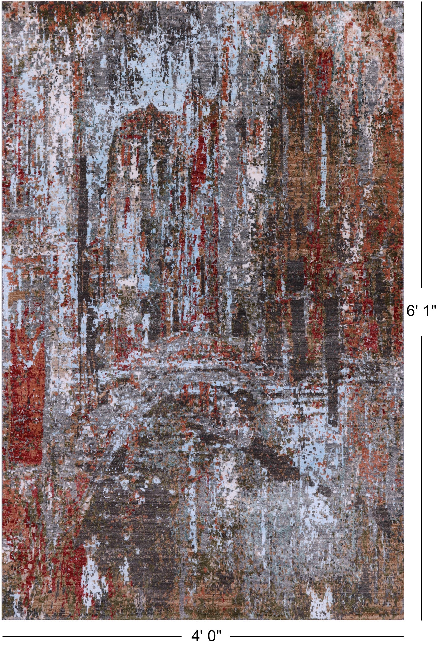 Contemporary Hand Knotted Wool & Silk Rug - 4' 0" X 6' 1" - Golden Nile