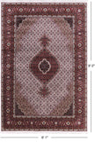 Ivory Bijar Hand Knotted Wool & Silk Rug - 6' 1" X 9' 0" - Golden Nile