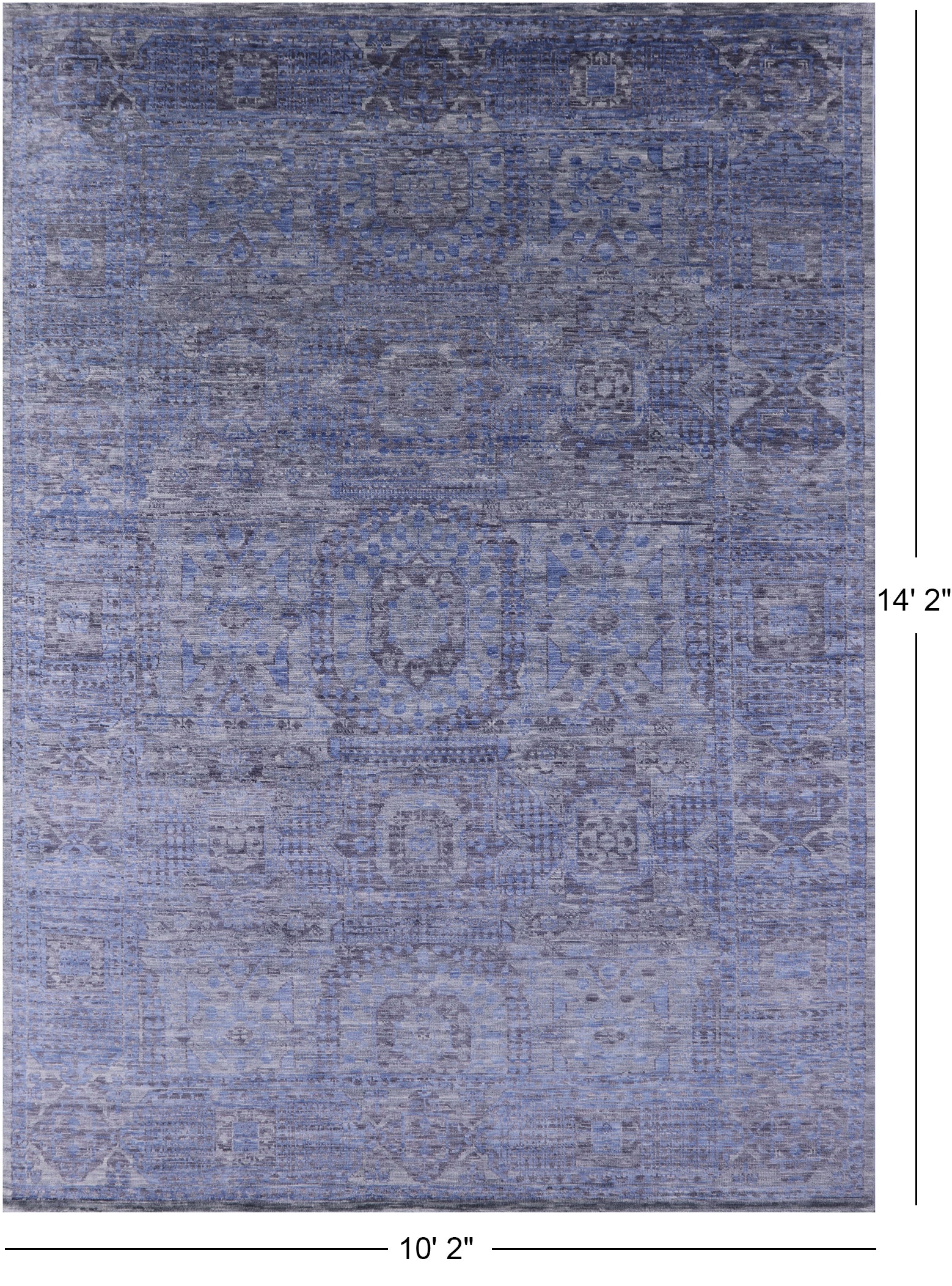 Geometric Persian Mamluk Handmade Wool Rug - 10' 2" X 14' 2" - Golden Nile