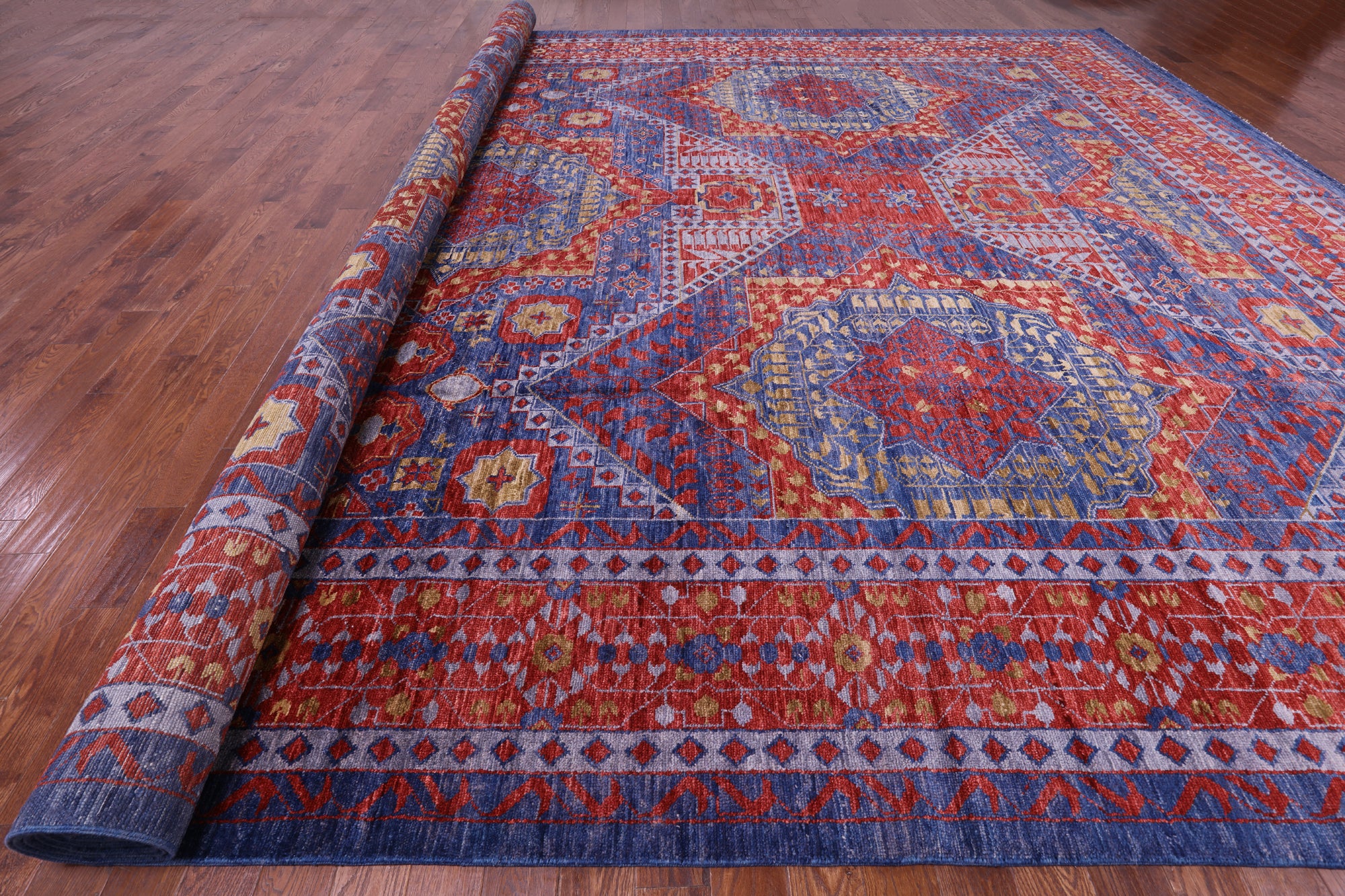 Geometric Persian Mamluk Hand Knotted Wool Rug - 16' 5" X 24' 3" - Golden Nile