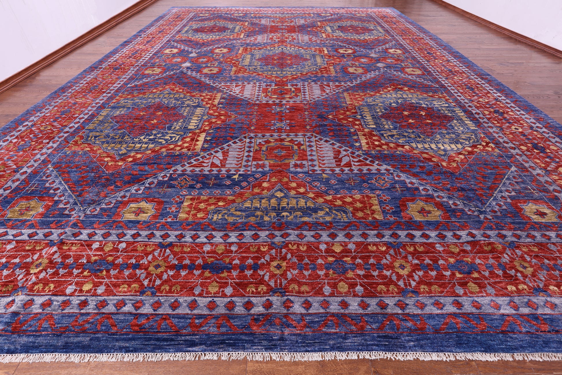 Geometric Persian Mamluk Hand Knotted Wool Rug - 16' 5" X 24' 3" - Golden Nile