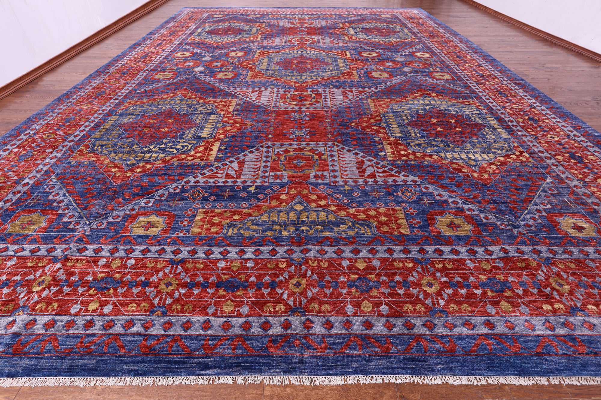 Geometric Persian Mamluk Hand Knotted Wool Rug - 16' 5" X 24' 3" - Golden Nile