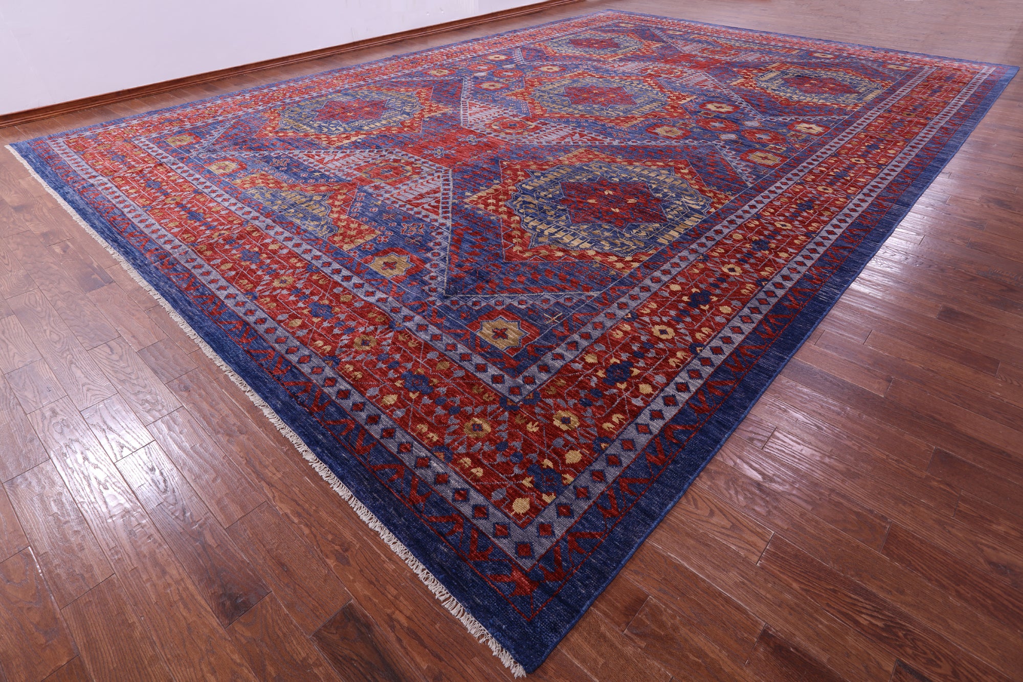Geometric Persian Mamluk Hand Knotted Wool Rug - 16' 5" X 24' 3" - Golden Nile