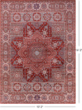 Red Geometric Persian Mamluk Hand Knotted Wool Rug - 10' 2" X 14' 2" - Golden Nile