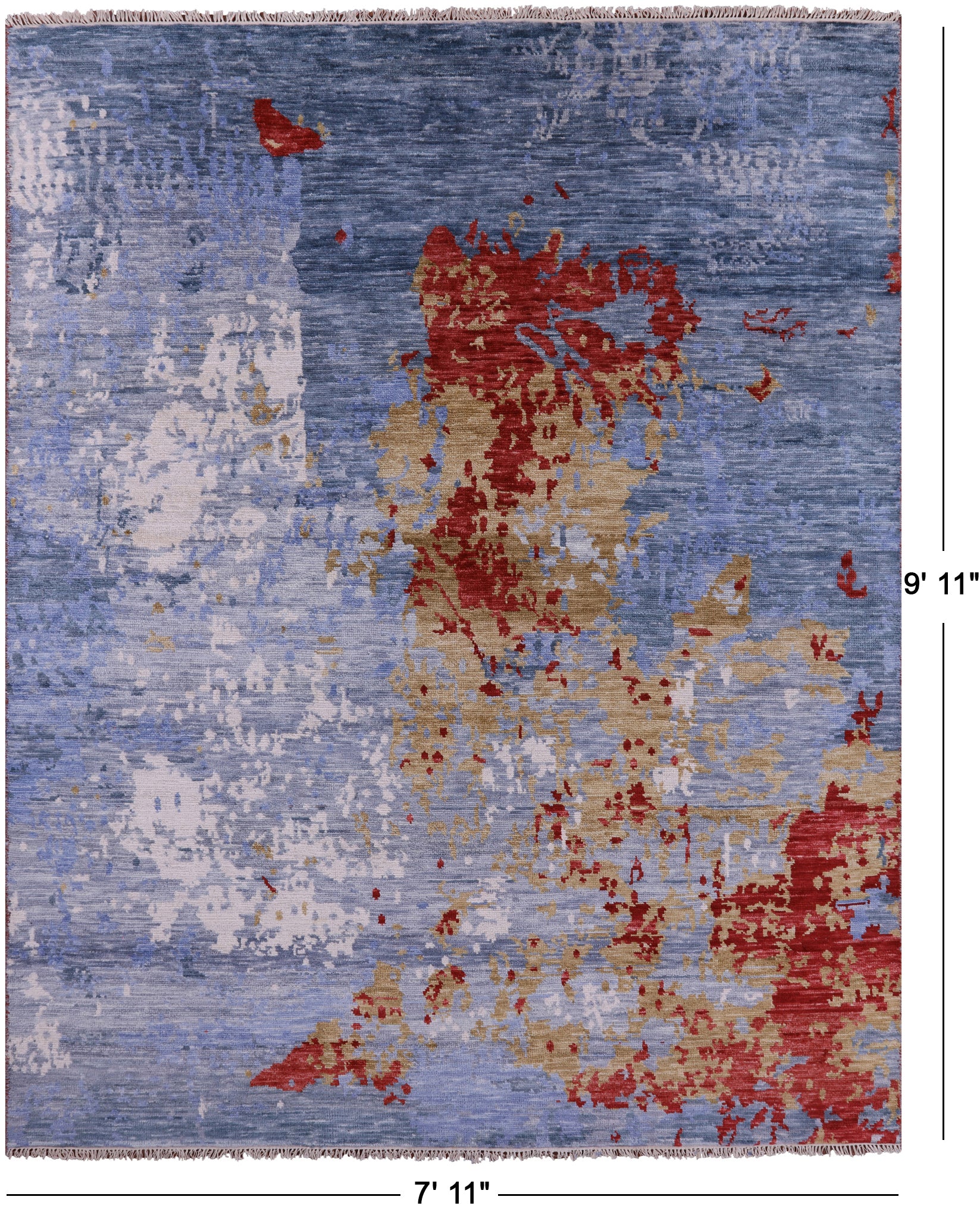 Abstract Modern Handmade Wool Rug - 7' 11" X 9' 11" - Golden Nile