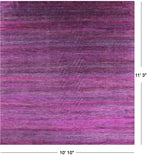Purple Square Savannah Grass Hand Knotted Wool & Silk Rug - 10' 10" X 11' 3" - Golden Nile
