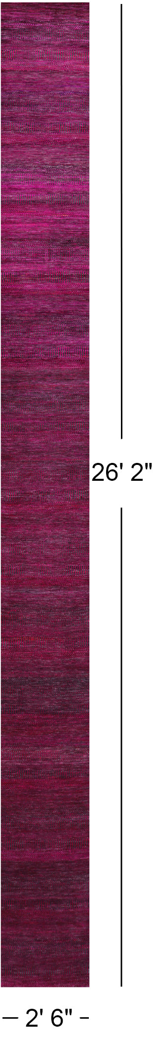 Pink Savannah Grass Hand Knotted Wool & Silk Runner Rug - 2' 6" X 26' 2" - Golden Nile
