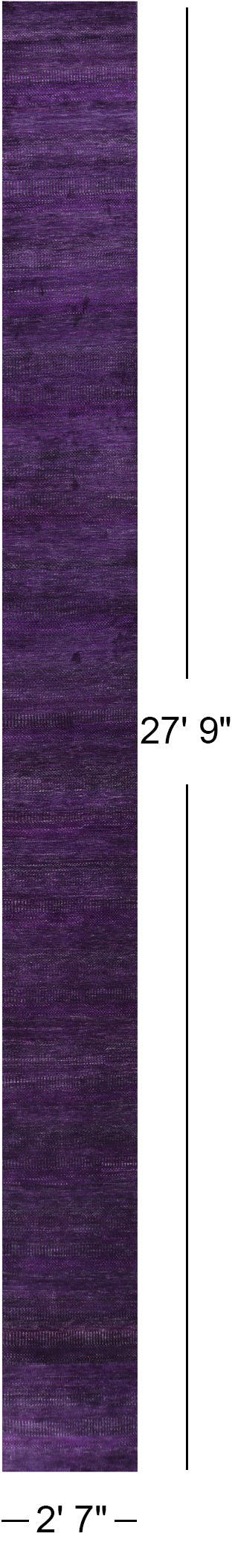 Purple Savannah Grass Hand Knotted Wool & Silk Runner Rug - 2' 7" X 27' 9" - Golden Nile
