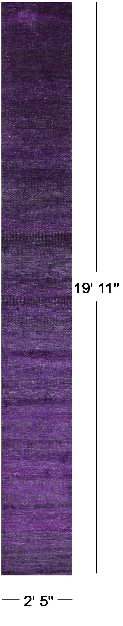 Purple Savannah Grass Hand Knotted Wool & Silk Runner Rug - 2' 5" X 19' 11" - Golden Nile