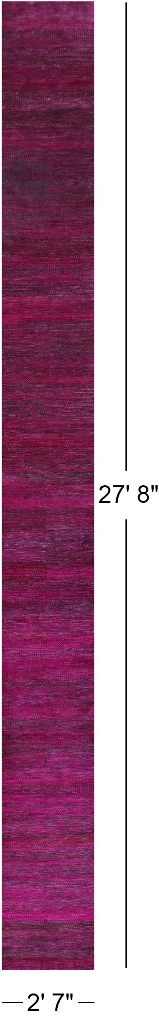 Pink Savannah Grass Handmade Wool & Silk Runner Rug - 2' 7" X 27' 8" - Golden Nile