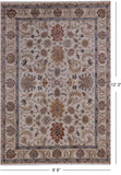 Ivory Persian Tabriz Hand Knotted Wool Rug - 8' 8" X 12' 3" - Golden Nile