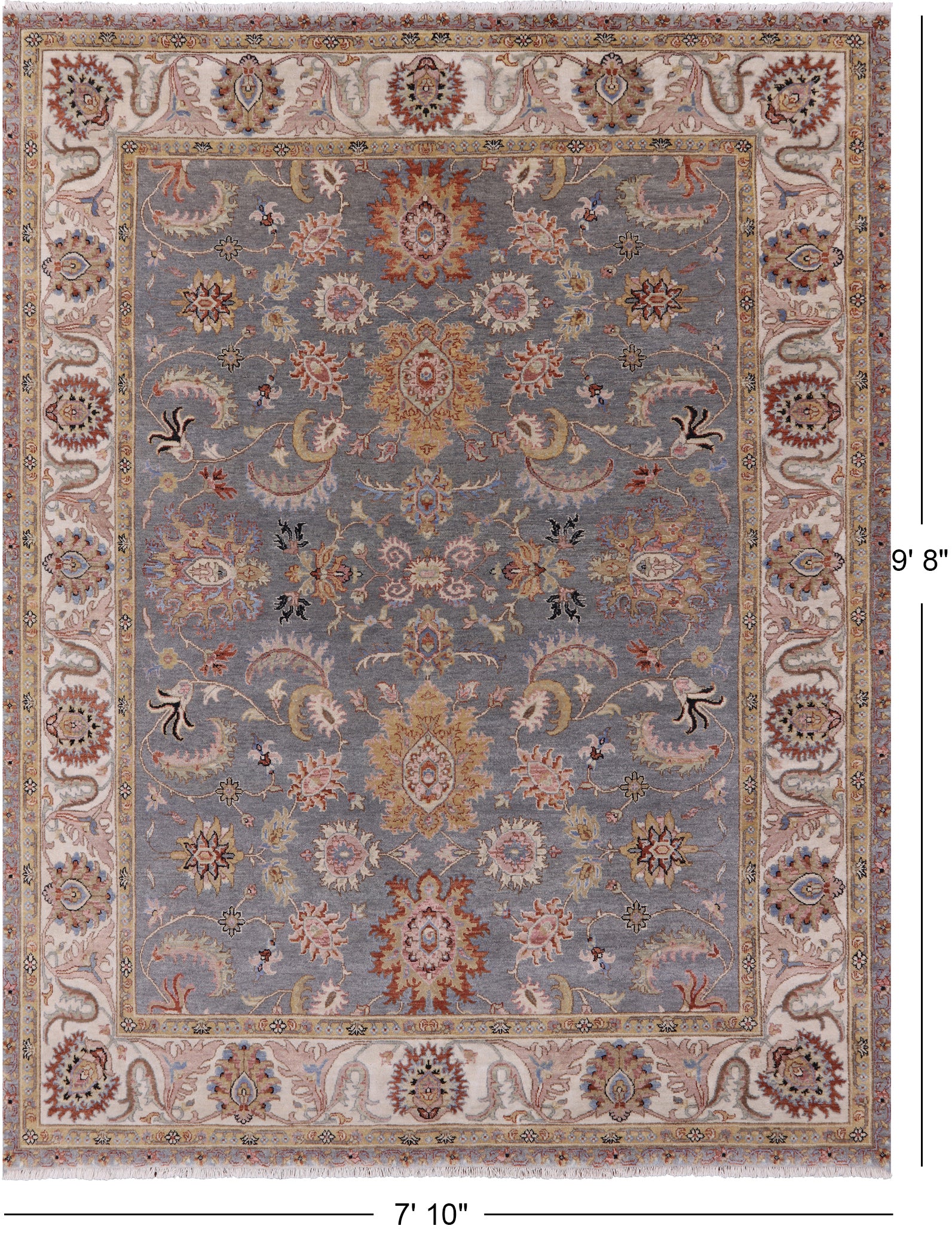 Persian Tabriz Hand Knotted Wool Rug - 7' 10" X 9' 8" - Golden Nile