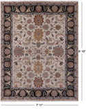 Ivory Persian Tabriz Handmade Wool Rug - 7' 11" X 9' 10" - Golden Nile
