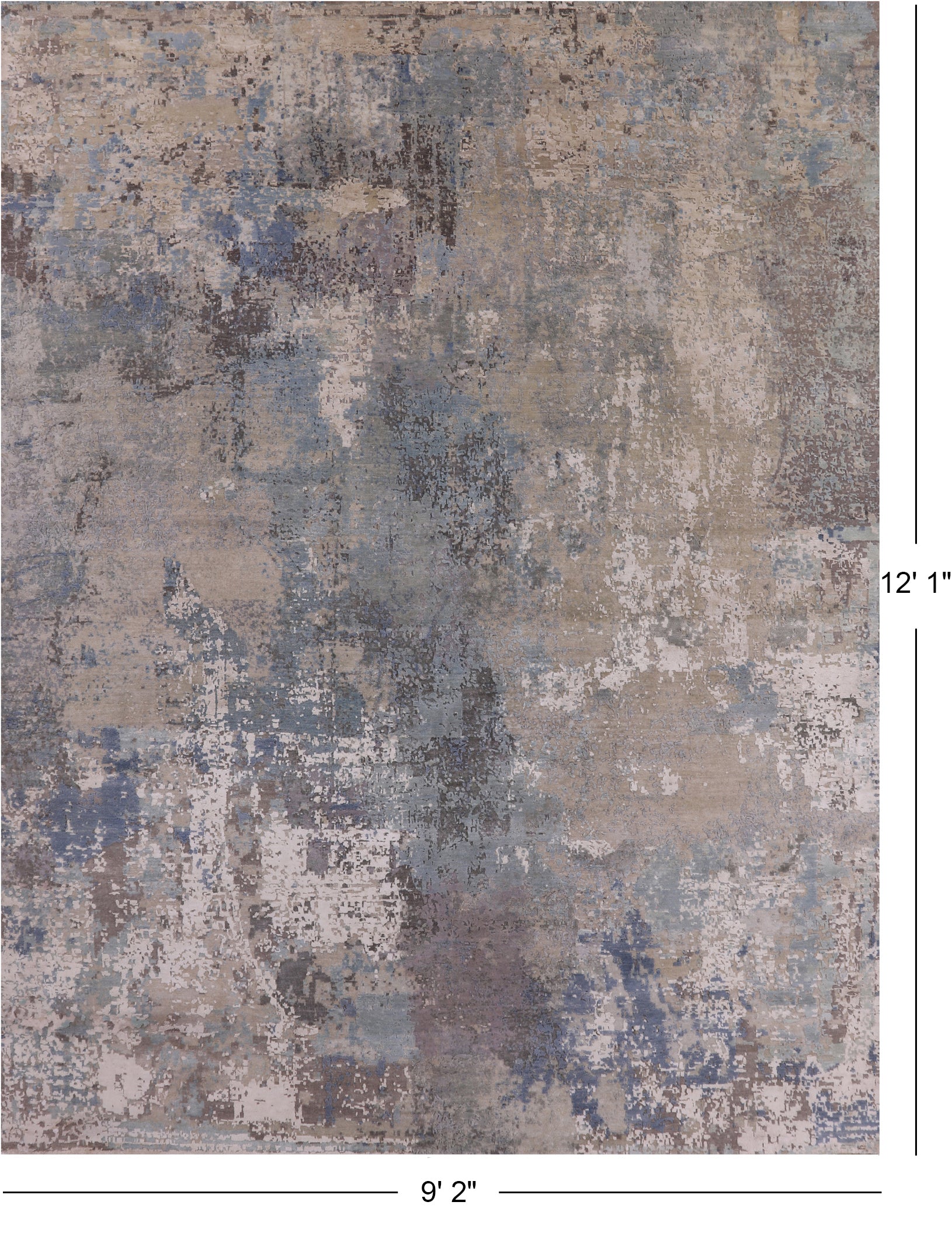 Abstract Modern Hand Knotted Wool & Silk Rug - 9' 2" X 12' 1" - Golden Nile