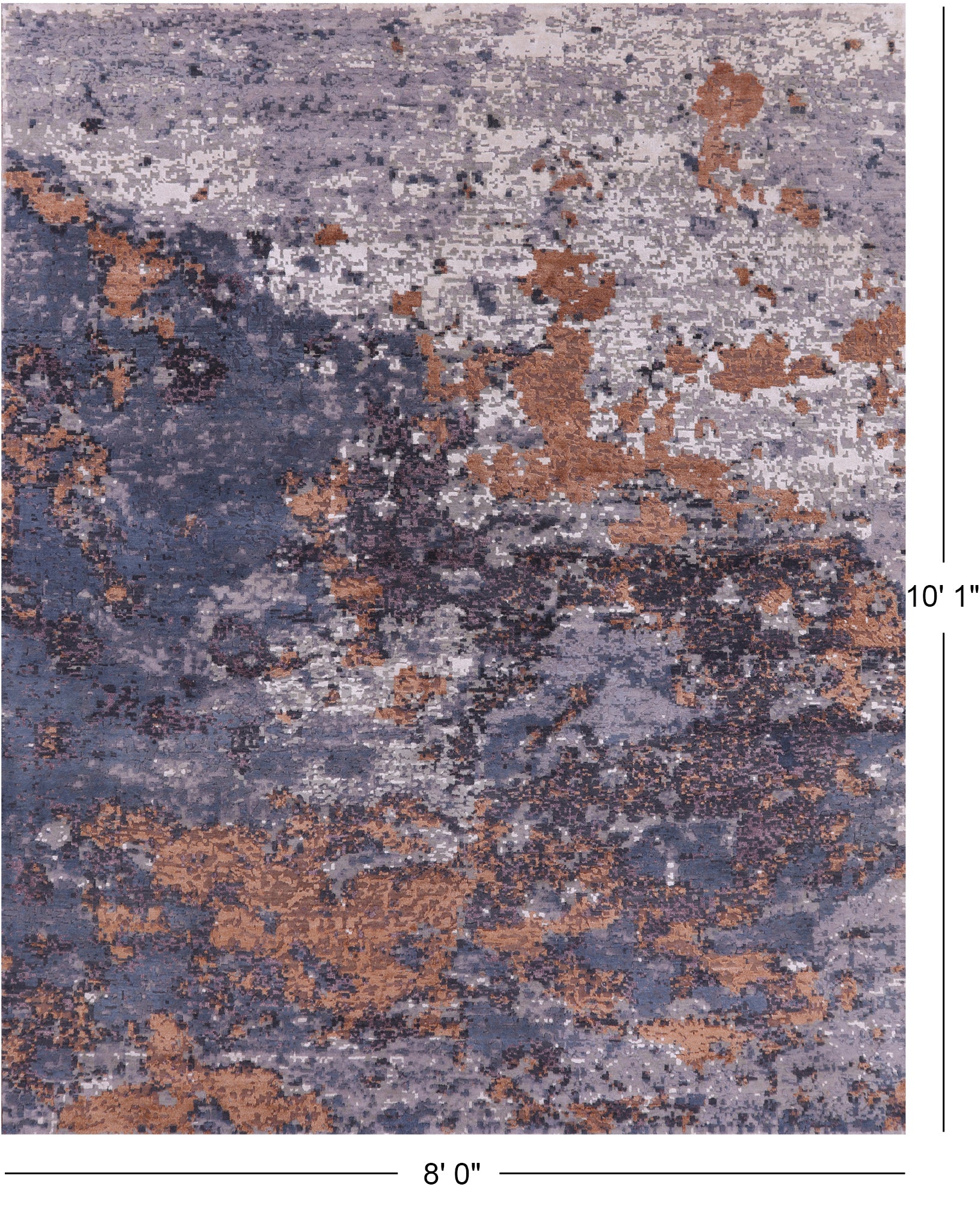 Abstract Contemporary Handmade Wool & Silk Rug - 8' 0" X 10' 1" - Golden Nile