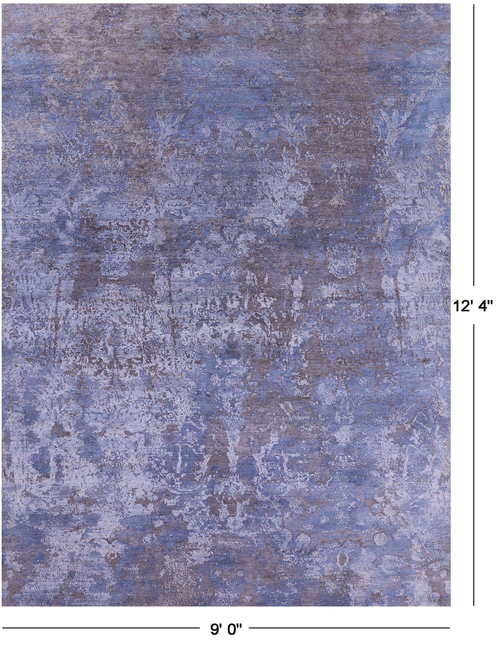 Abstract Contemporary Hand Knotted Wool & Silk Rug - 9' 0" X 12' 4" - Golden Nile