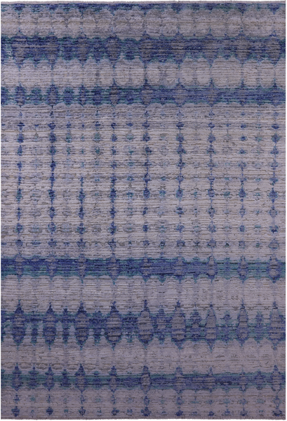 Contemporary Hand Knotted Wool & Silk Rug - 8' 8" X 12' 7"