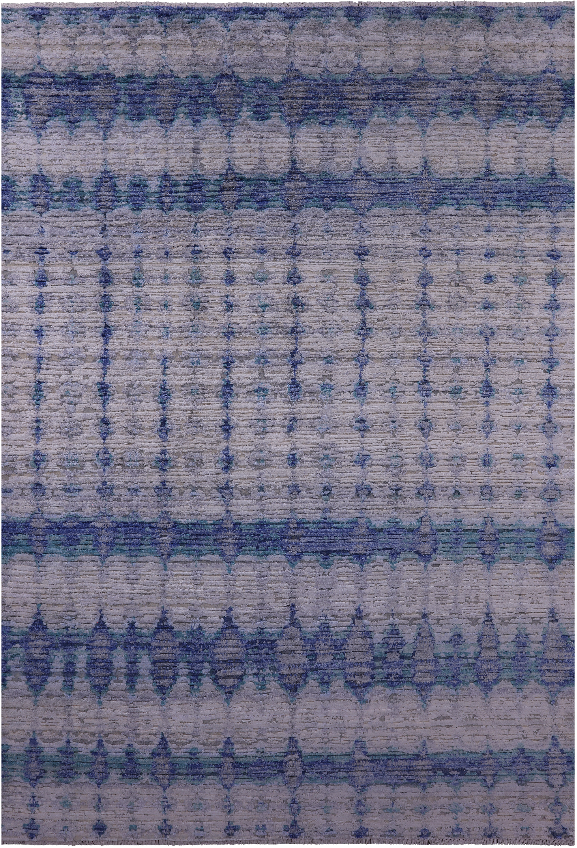 Contemporary Hand Knotted Wool & Silk Rug - 8' 8" X 12' 7"