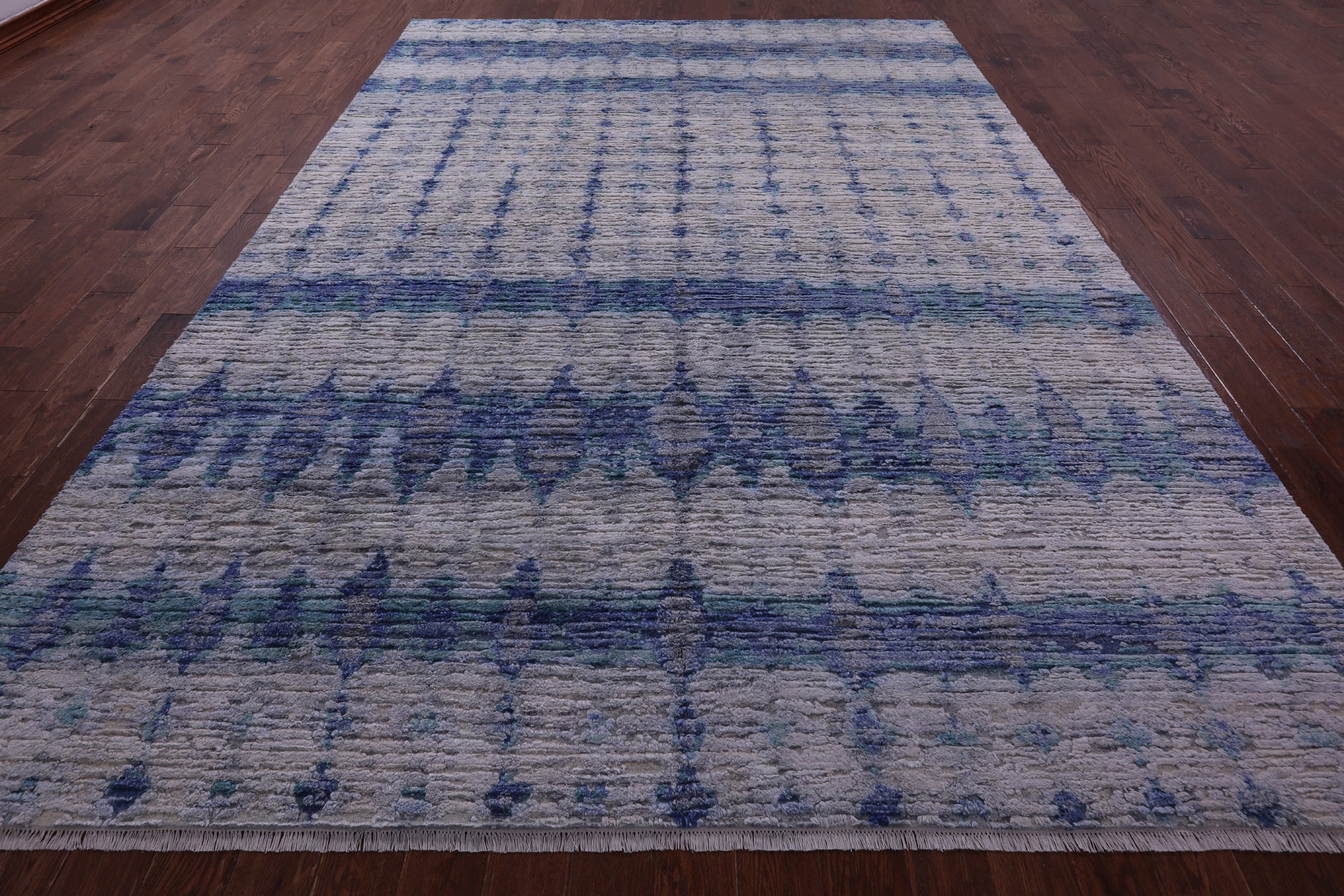 Contemporary Hand Knotted Wool & Silk Rug - 8' 8" X 12' 7"
