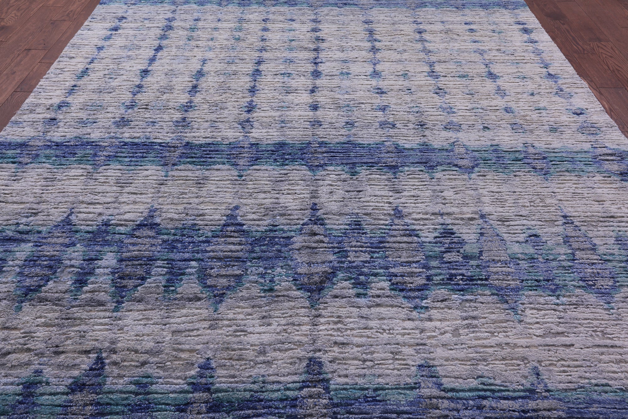 Contemporary Hand Knotted Wool & Silk Rug - 8' 8" X 12' 7"
