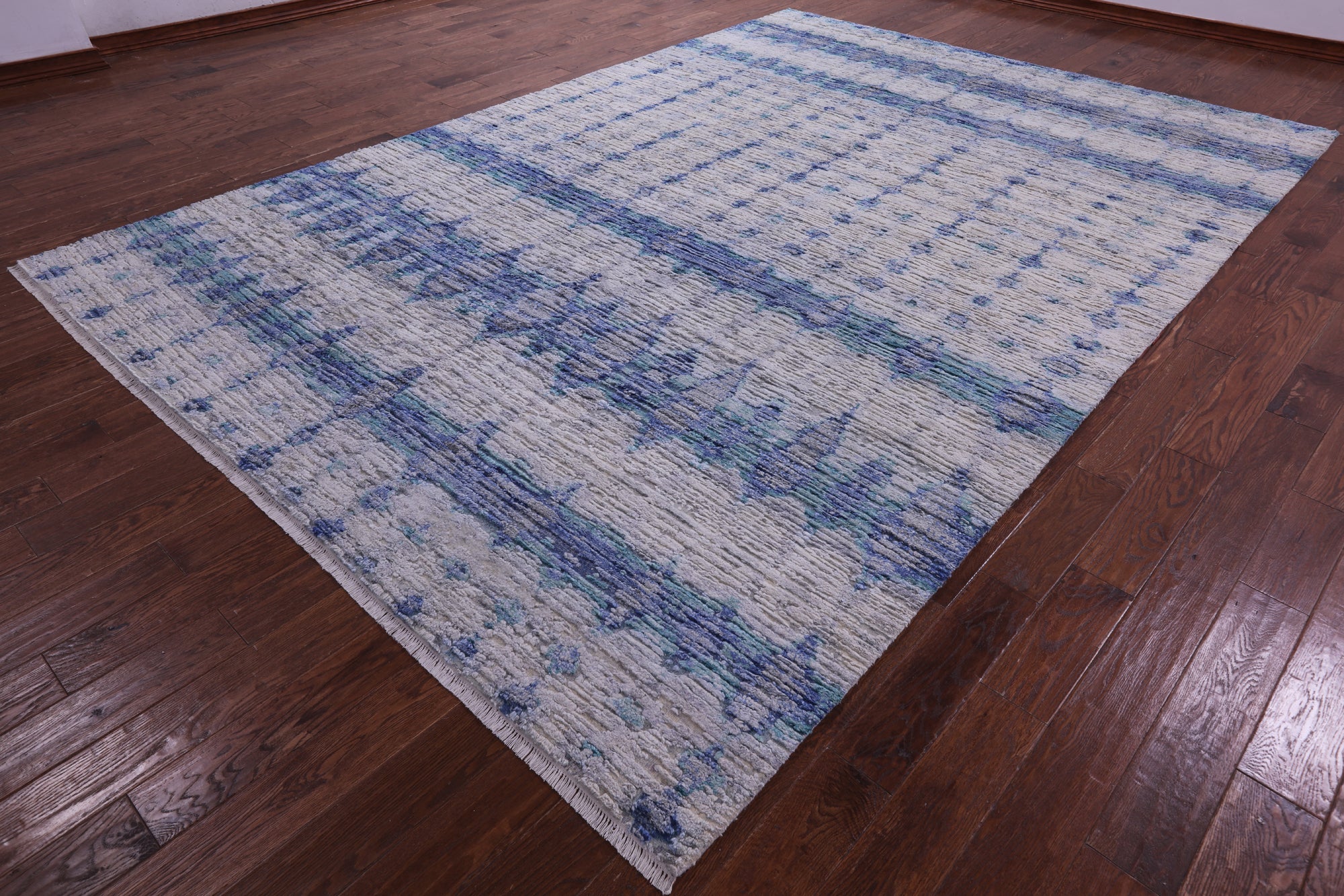 Contemporary Hand Knotted Wool & Silk Rug - 8' 8" X 12' 7"