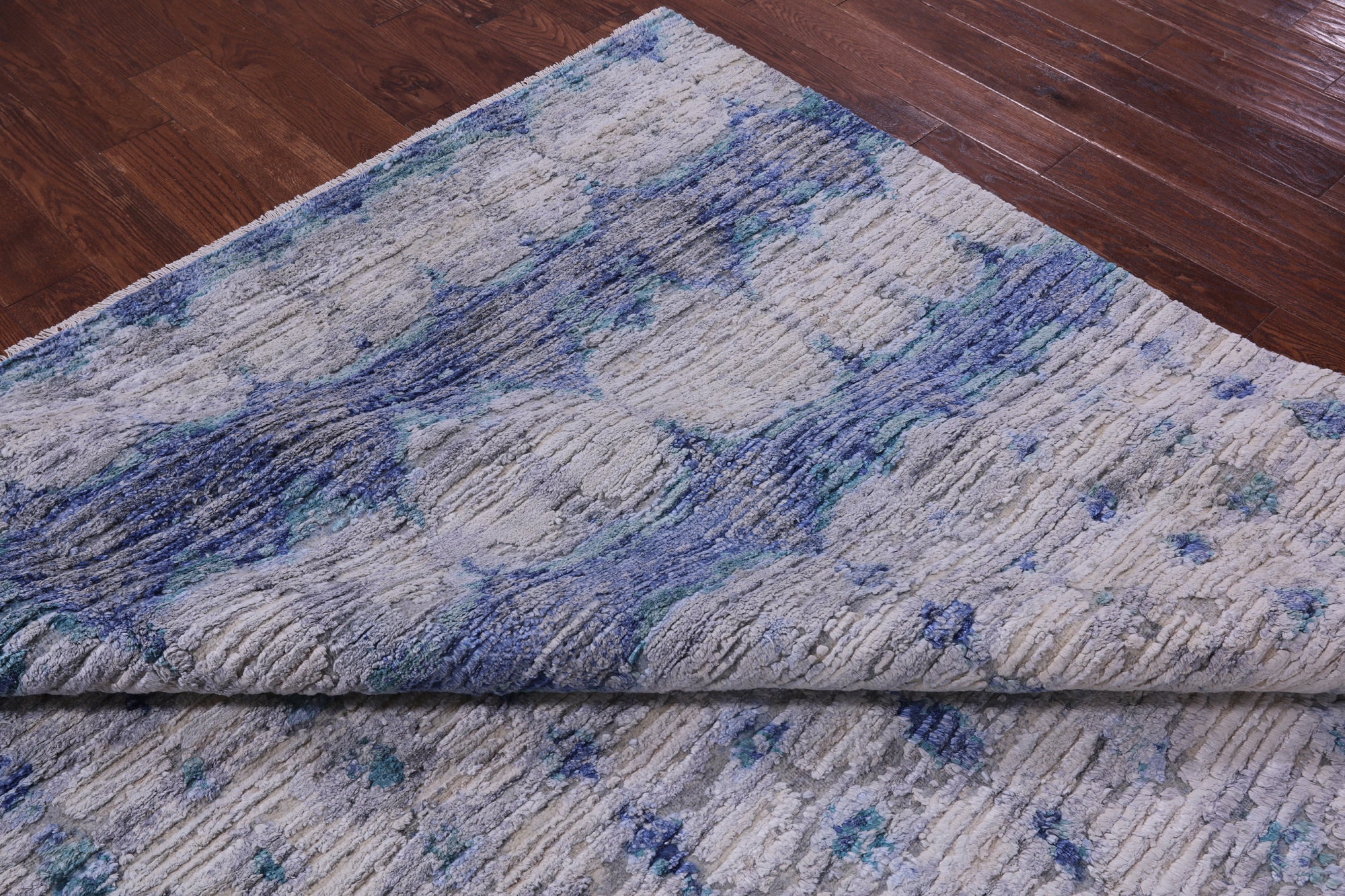 Contemporary Hand Knotted Wool & Silk Rug - 8' 8" X 12' 7"