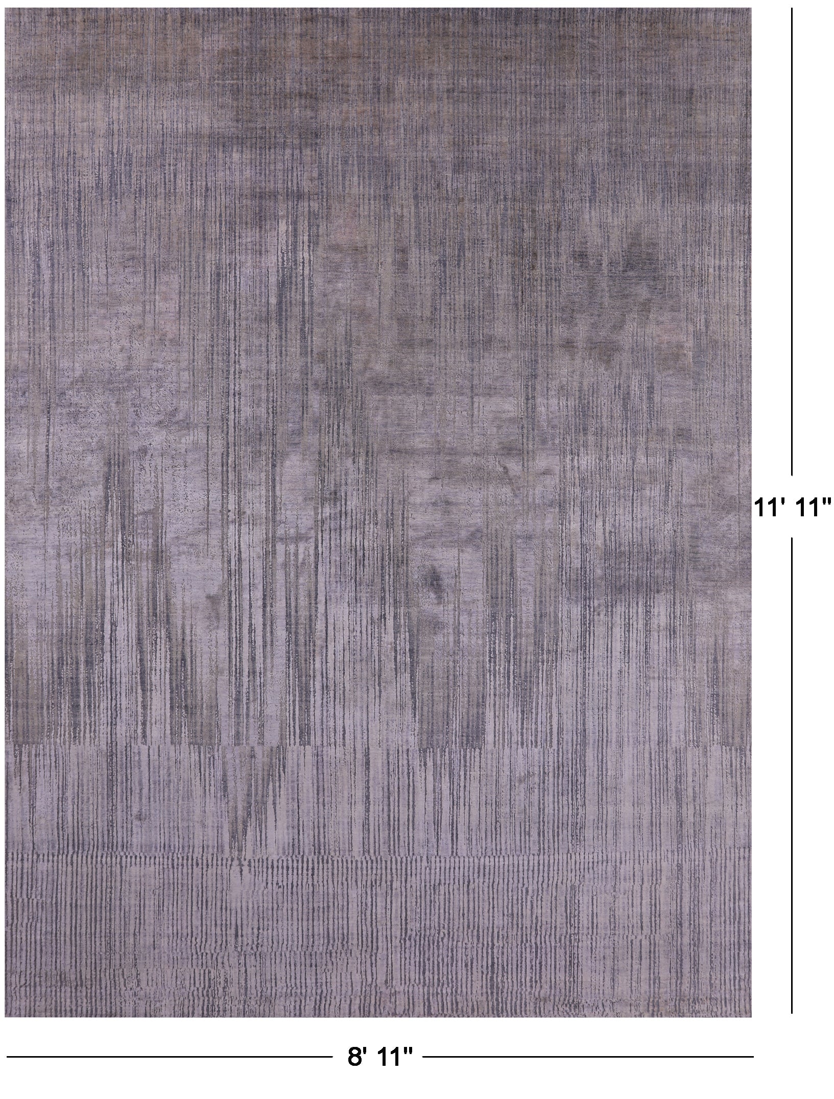Abstract Modern Hand Knotted Wool & Silk Rug - 8' 11" X 11' 11" - Golden Nile