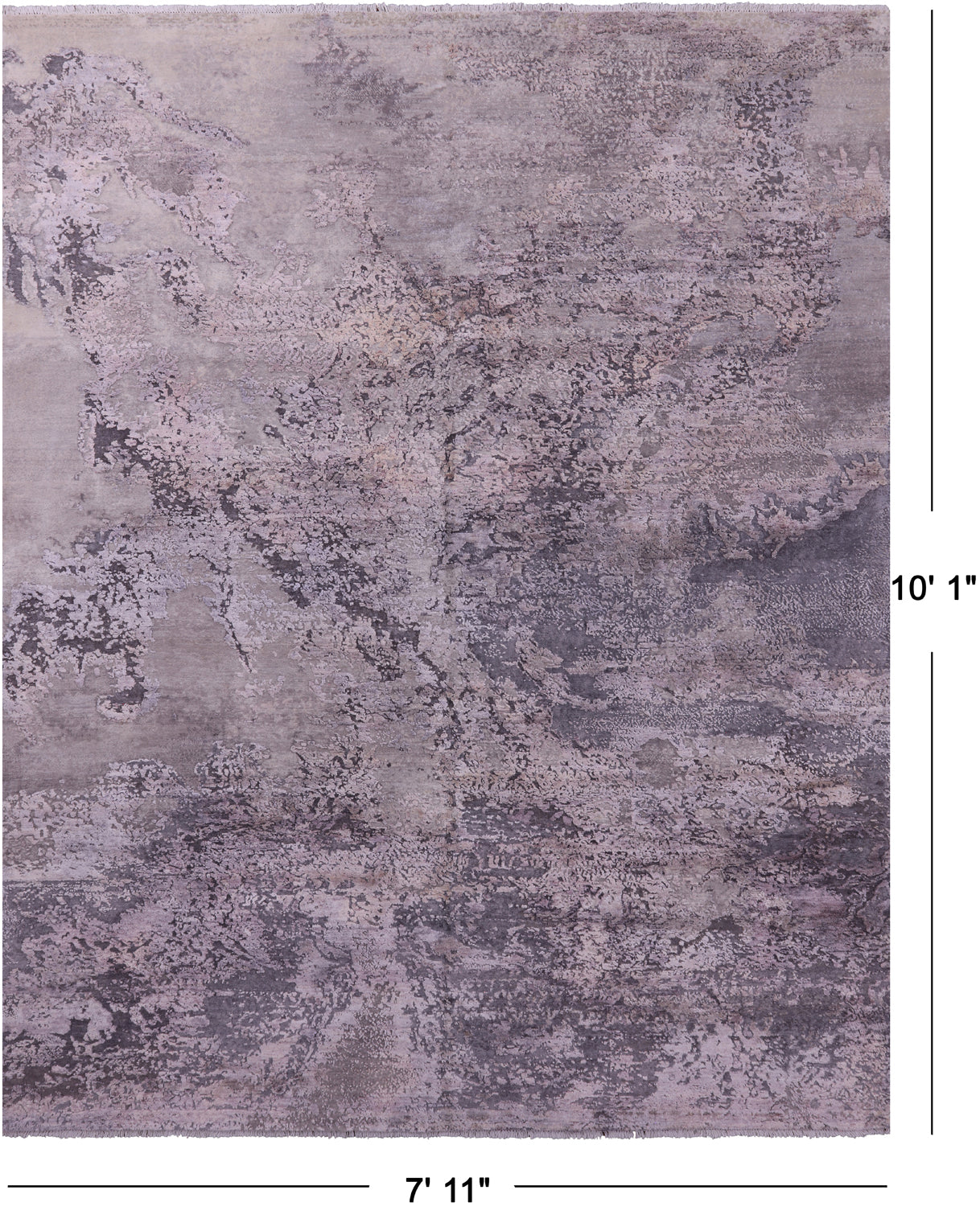 Abstract Modern Hand Knotted Wool & Silk Rug - 7' 11" X 10' 1" - Golden Nile