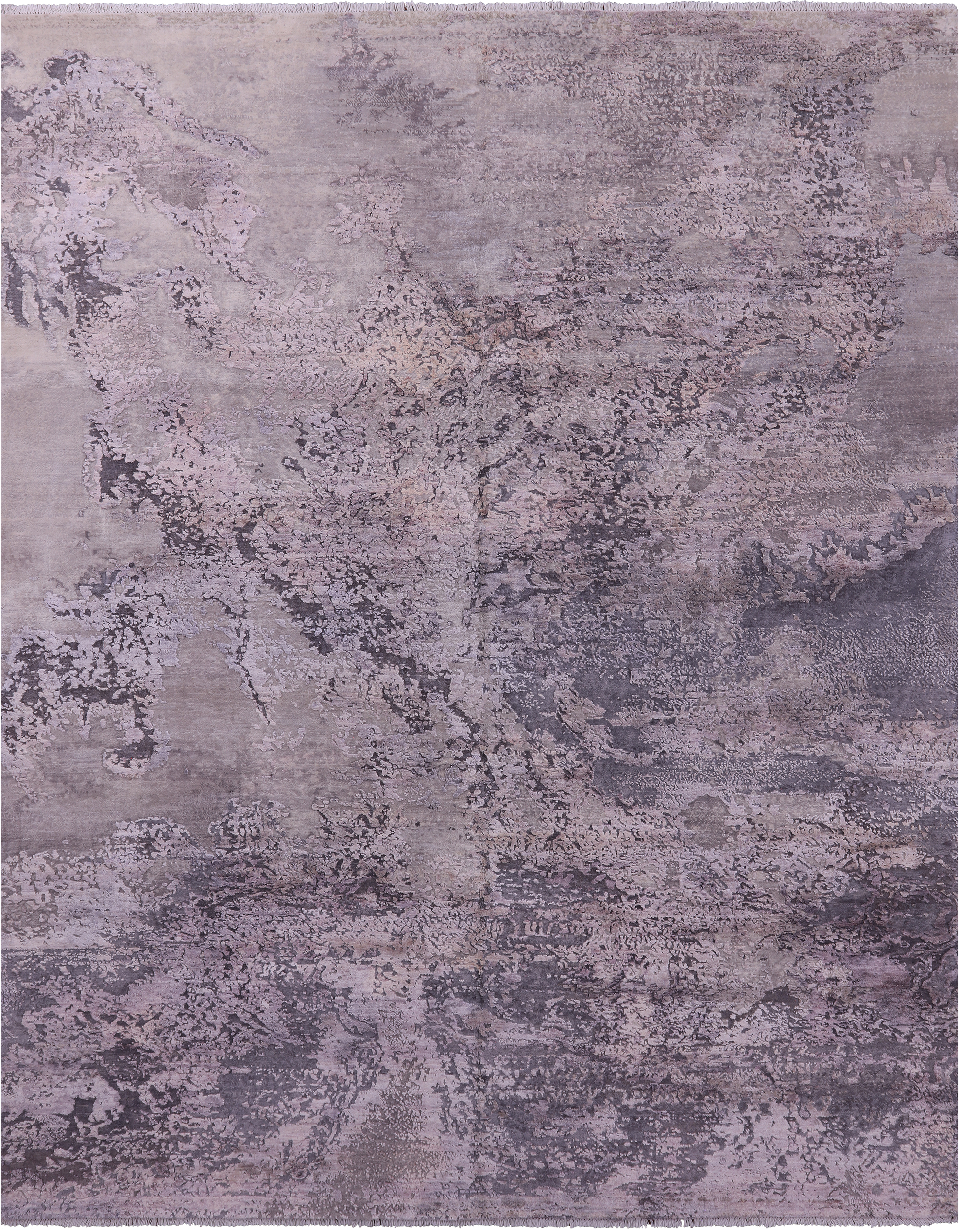 Abstract Modern Hand Knotted Wool & Silk Rug - 7' 11" X 10' 1" - Golden Nile