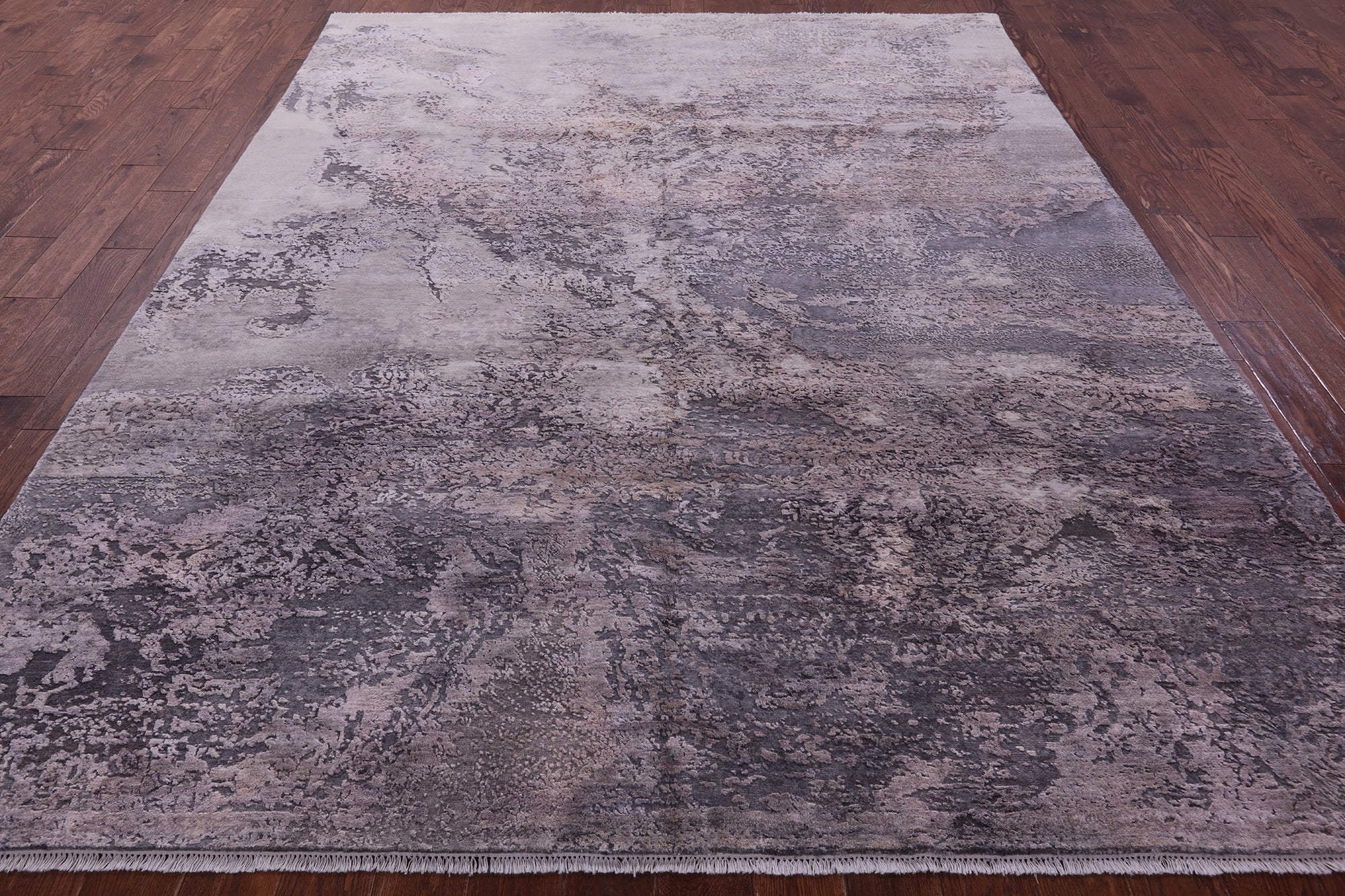 Abstract Modern Hand Knotted Wool & Silk Rug - 7' 11" X 10' 1" - Golden Nile
