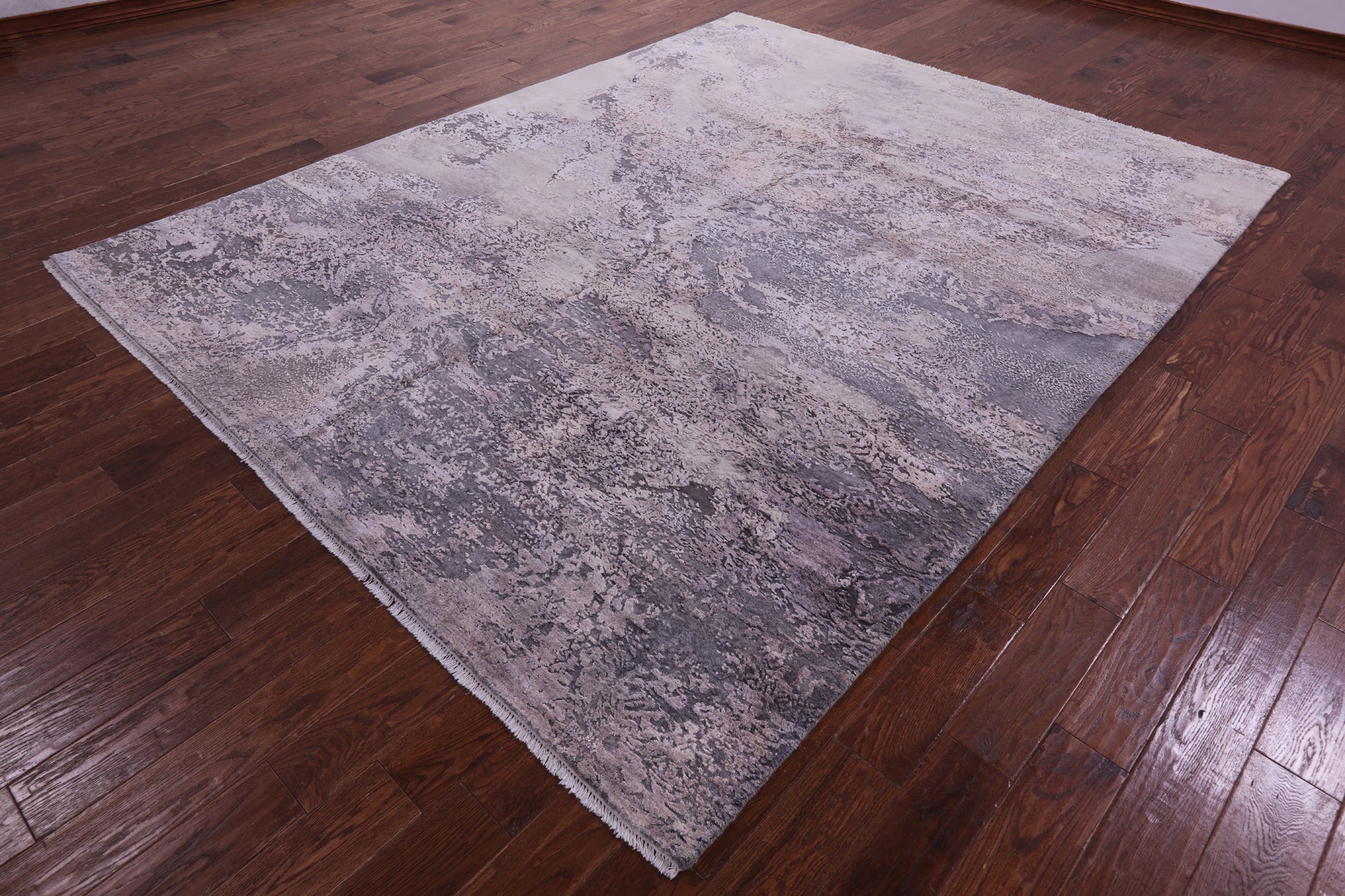 Abstract Modern Hand Knotted Wool & Silk Rug - 7' 11" X 10' 1" - Golden Nile