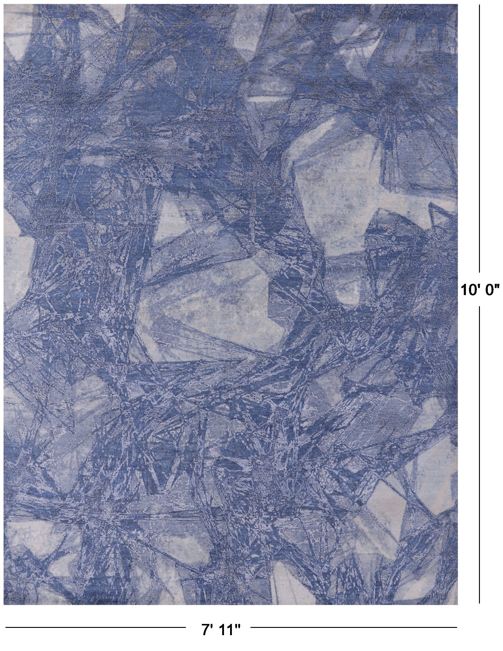 Abstract Modern Hand Knotted Wool & Silk Rug - 7' 11" X 10' 0" - Golden Nile