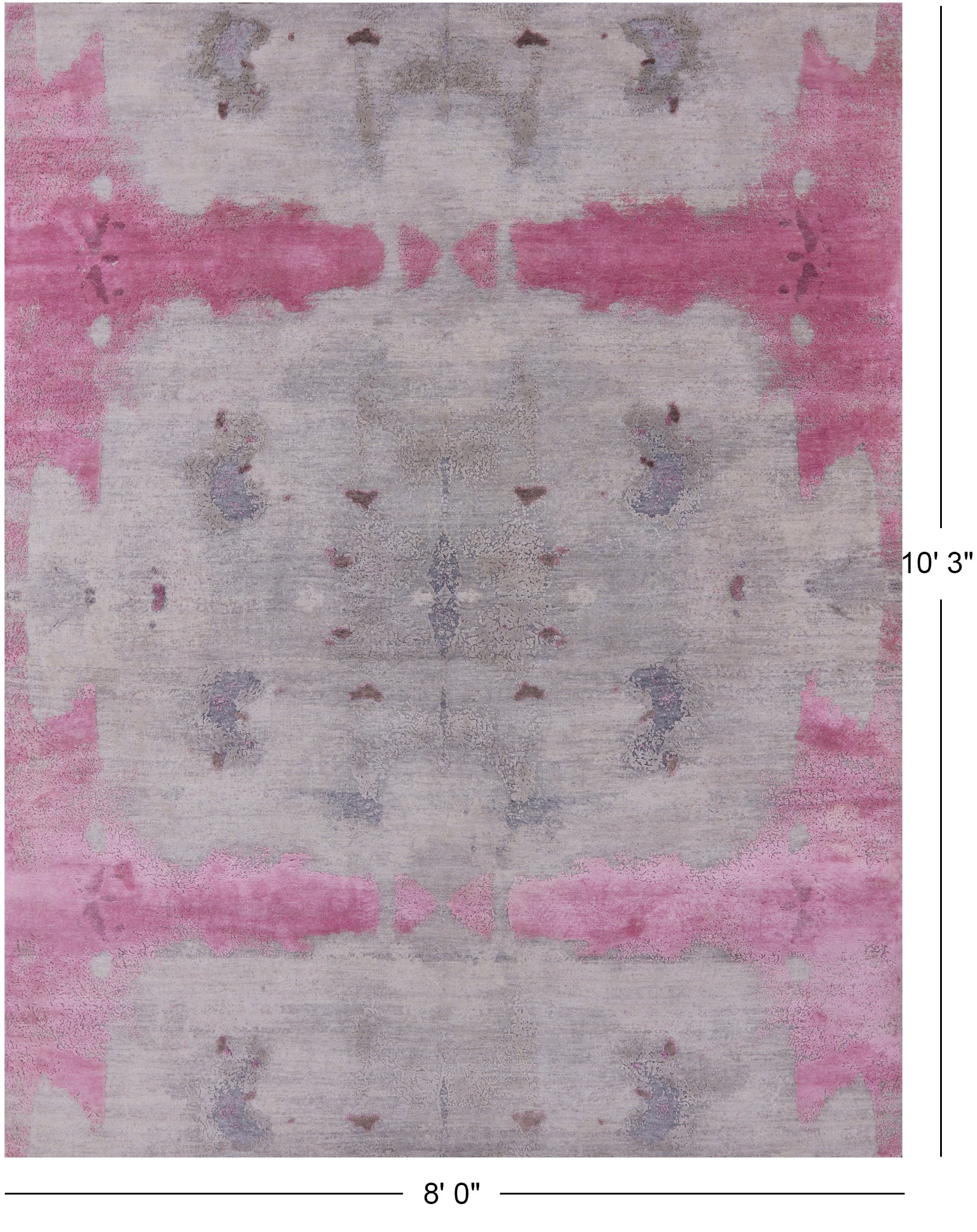 Abstract Modern Hand Knotted Wool & Silk Rug - 8' 0" X 10' 3" - Golden Nile