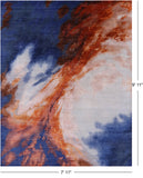 Abstract Contemporary Hand Knotted Wool & Silk Rug - 7' 11" X 9' 11" - Golden Nile