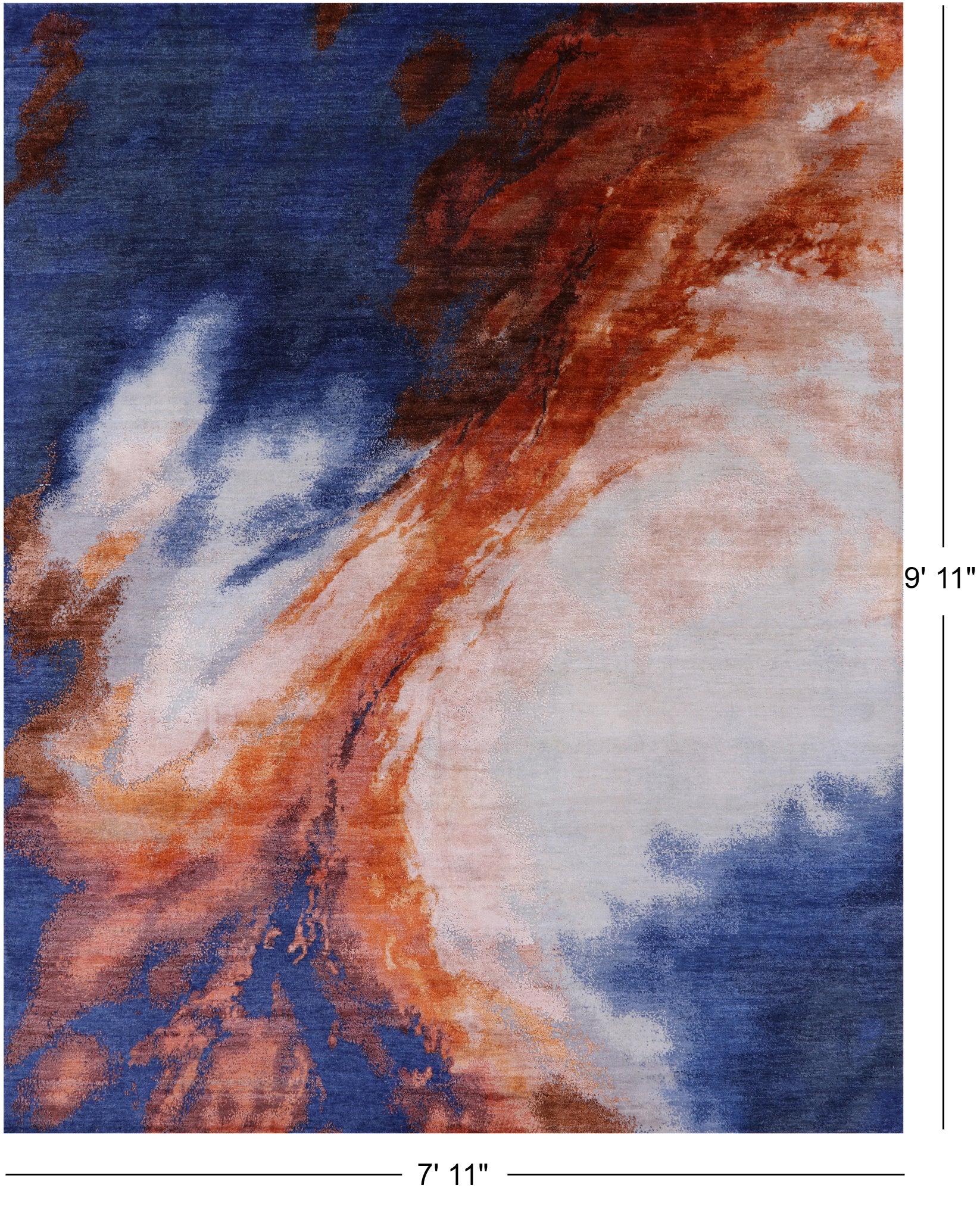 Abstract Contemporary Hand Knotted Wool & Silk Rug - 7' 11" X 9' 11" - Golden Nile
