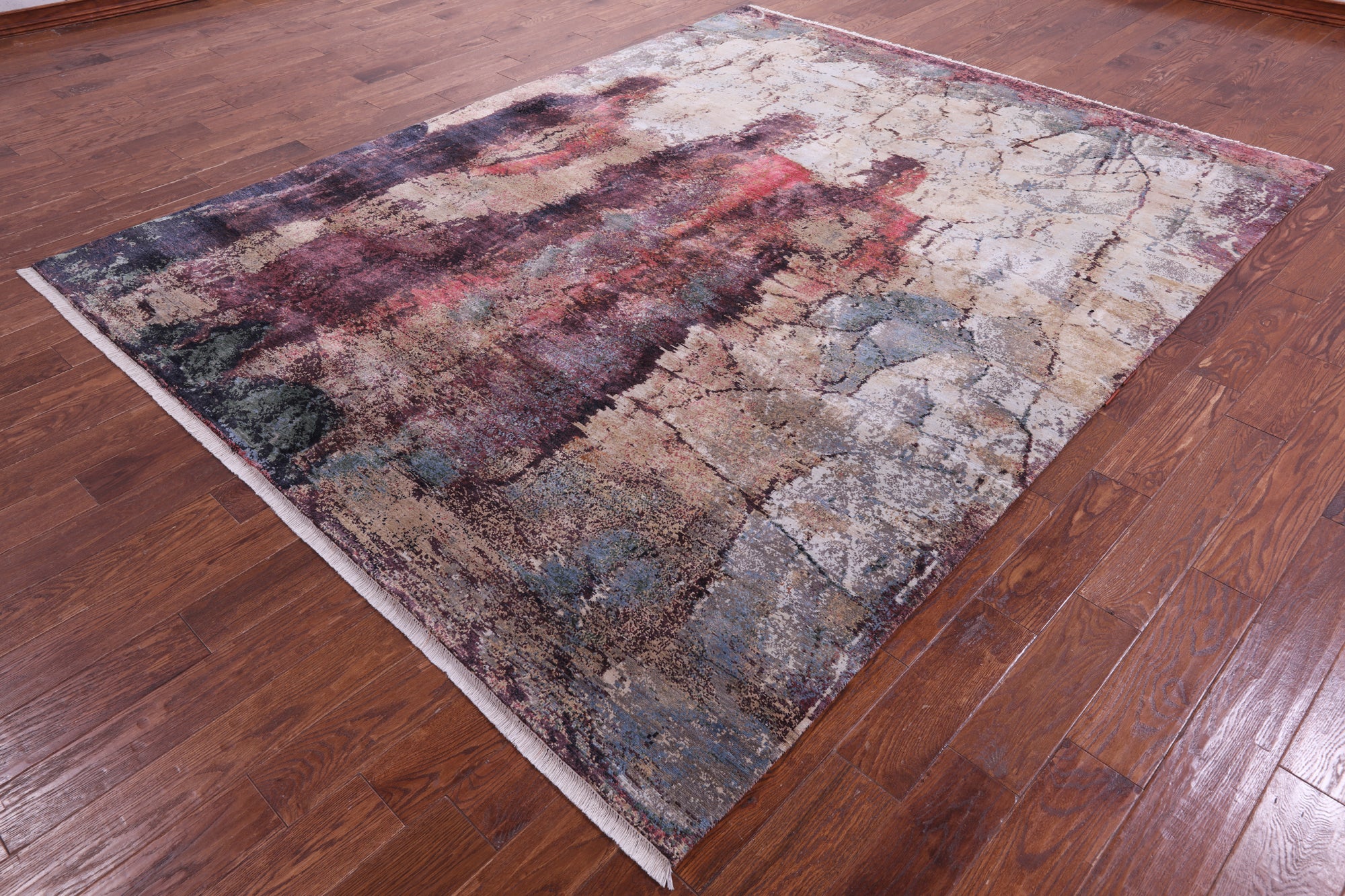 Abstract Modern Handmade Wool & Silk Rug - 7' 10" X 9' 10" - Golden Nile