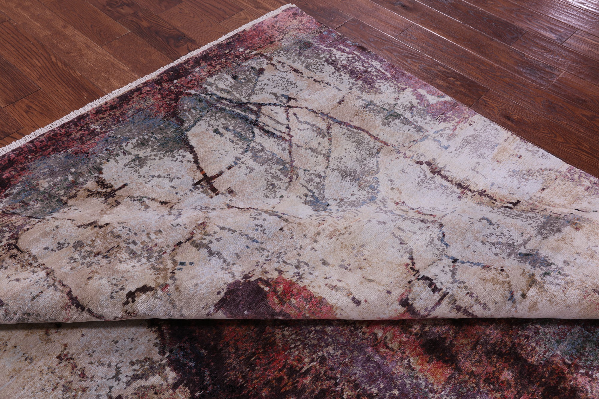 Abstract Modern Handmade Wool & Silk Rug - 7' 10" X 9' 10" - Golden Nile