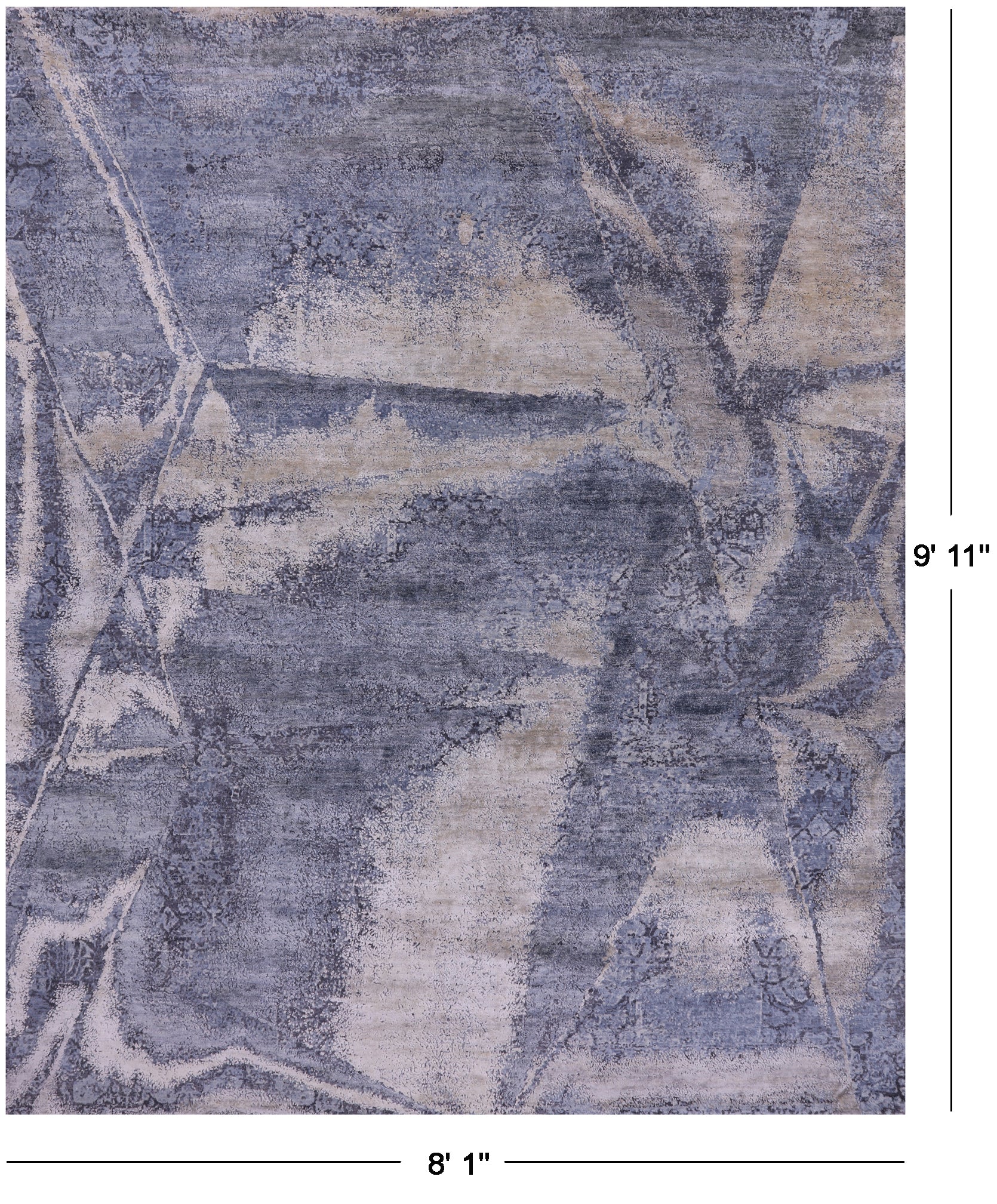 Abstract Contemporary Hand Knotted Wool & Silk Rug - 8' 1" X 9' 11" - Golden Nile