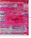 Abstract Modern Hand Knotted Wool & Silk Rug - 7' 11" X 9' 10" - Golden Nile