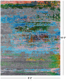Abstract Modern Hand Knotted Wool & Silk Rug - 8' 0" X 10' 0" - Golden Nile