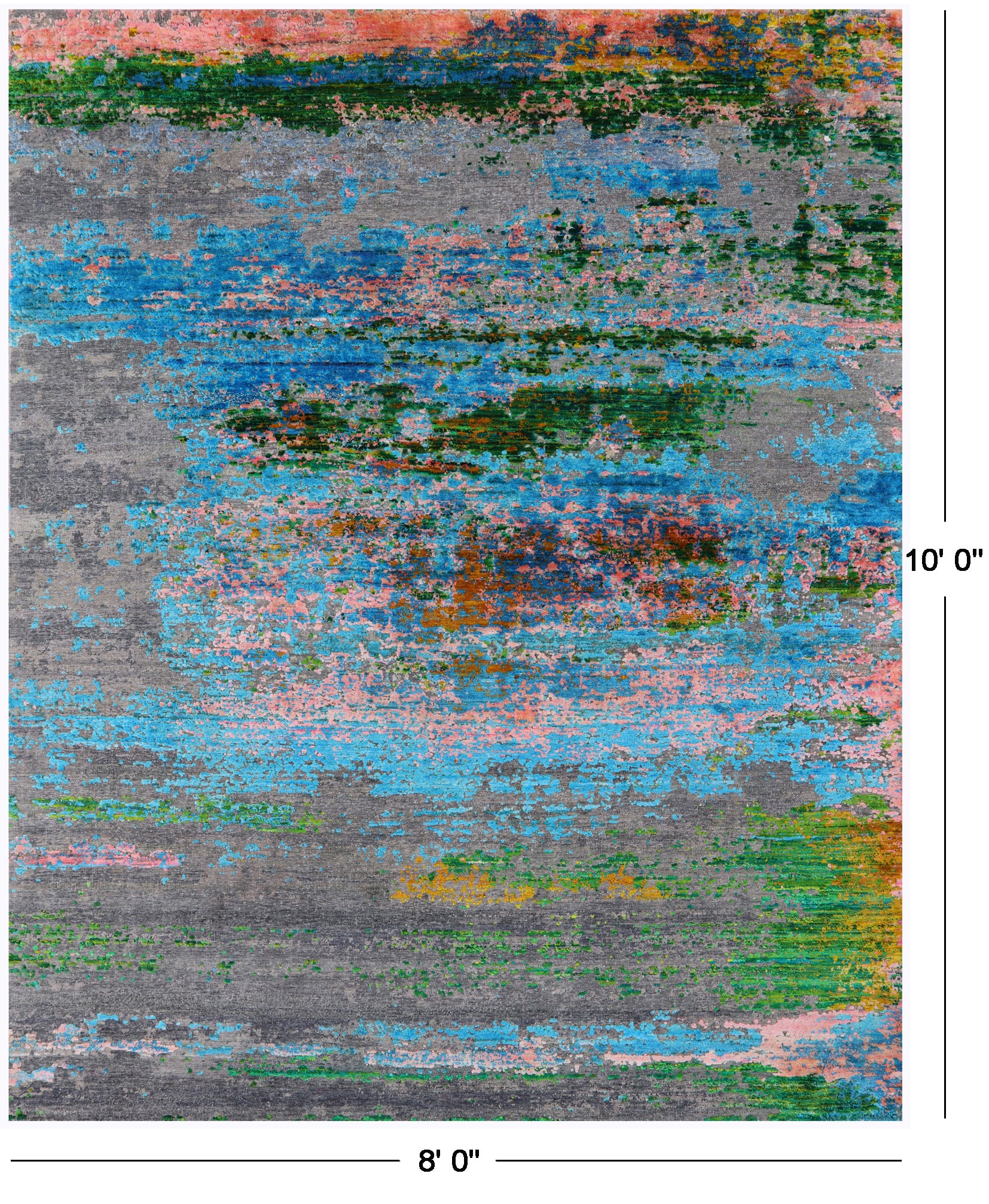 Abstract Modern Hand Knotted Wool & Silk Rug - 8' 0" X 10' 0" - Golden Nile