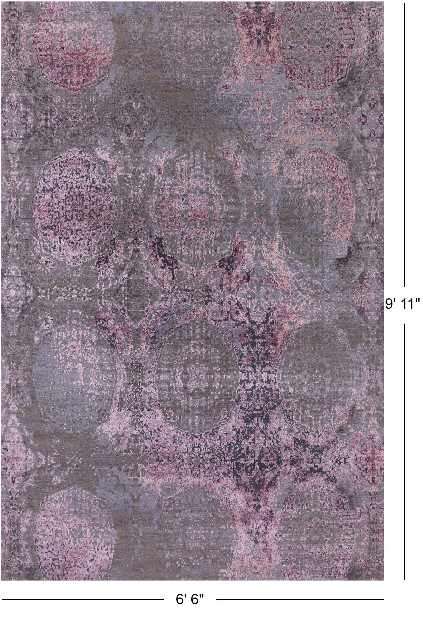 Abstract Modern Hand Knotted Wool & Silk Rug - 6' 6" X 9' 11" - Golden Nile